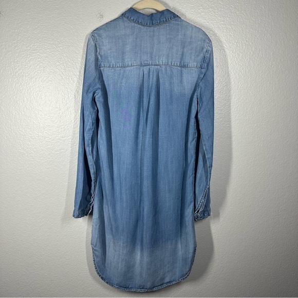 Cloth & Stone‎ Shirt Dress Women's XS Chambray Denim Blue Button Long Sleeve - Picture 6 of 7
